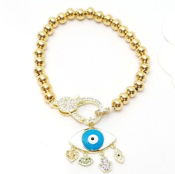 NWT Evil Eye Hamsa 18K Gold Plated Stainless Steel - Picture 3 of 11